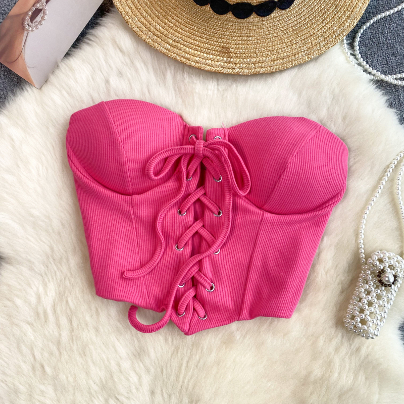 Top cu insert pentru bust și bretele detașabile, croială în formă de A, vară 2024, pentru femei