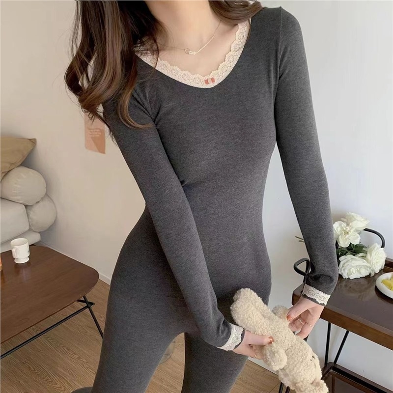 Moterų terminis apatinių komplektas su ilgu viršutiniu ir kelnėmis, aptemptas siluetas, aukšta juosta, rudens-žiemos pagrindinis sluoksnis — Poliesteris; pagrindinis audinys: triušio kailis; ekstra storas 401–500 g/m²; vienas sluoksnis; liesas kirpimas