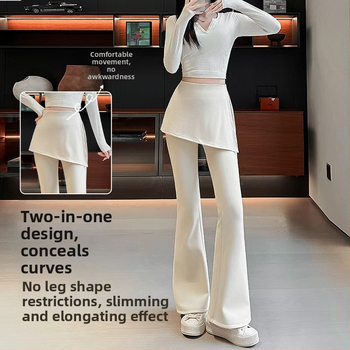 Pantalone za jogu s flis podstavom, lažni dvodijelni stil, debeli za jesen-zimu, vitka silueta, vanjski kompresijski legging