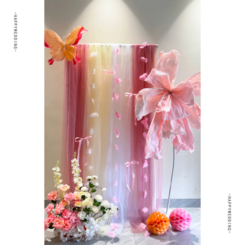 Розов комплект за декорация на сватбена стая – материал: прежда; за сватба; други сватбени принадлежности