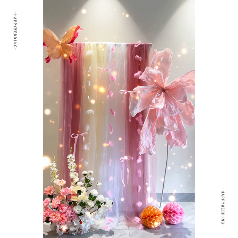 Розов комплект за декорация на сватбена стая – материал: прежда; за сватба; други сватбени принадлежности