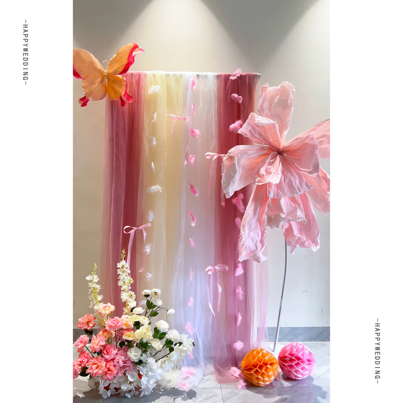 Розов комплект за декорация на сватбена стая – материал: прежда; за сватба; други сватбени принадлежности