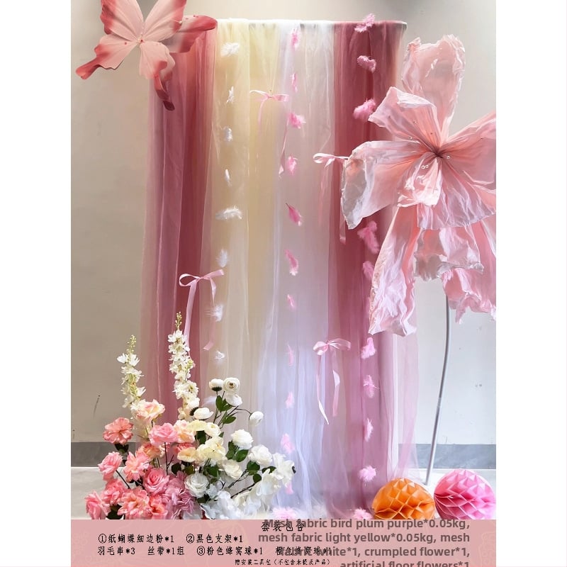 Розов комплект за декорация на сватбена стая – материал: прежда; за сватба; други сватбени принадлежности