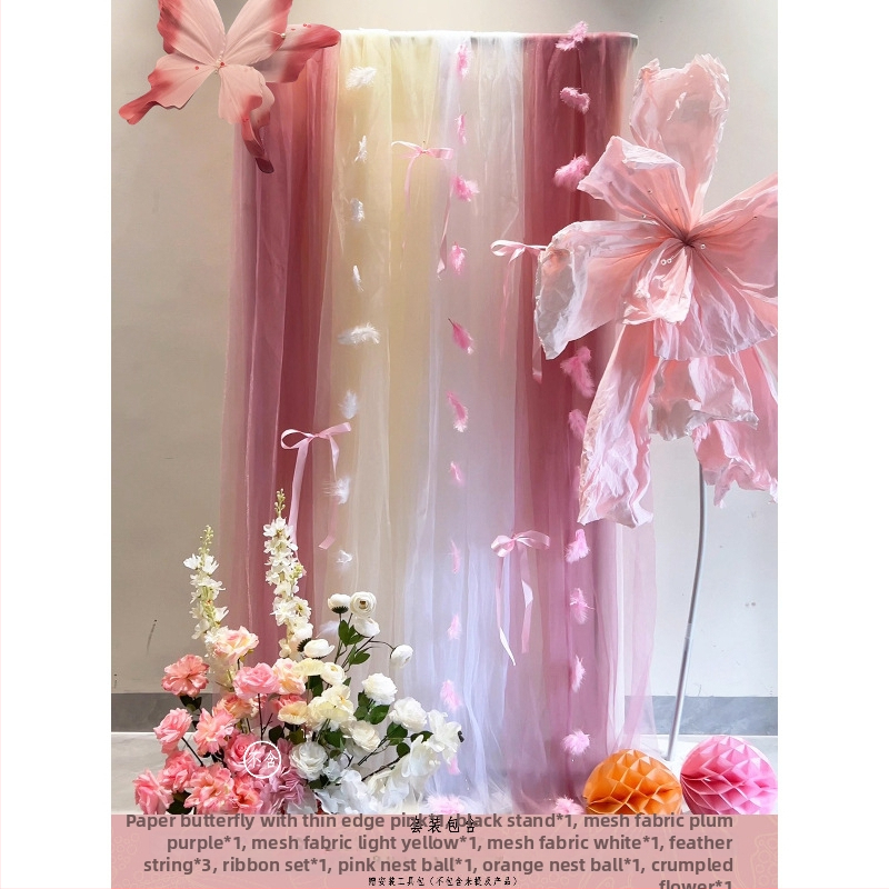 Розов комплект за декорация на сватбена стая – материал: прежда; за сватба; други сватбени принадлежности