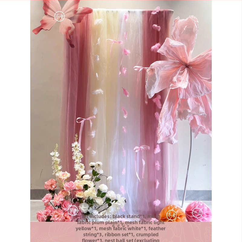 Розов комплект за декорация на сватбена стая – материал: прежда; за сватба; други сватбени принадлежности