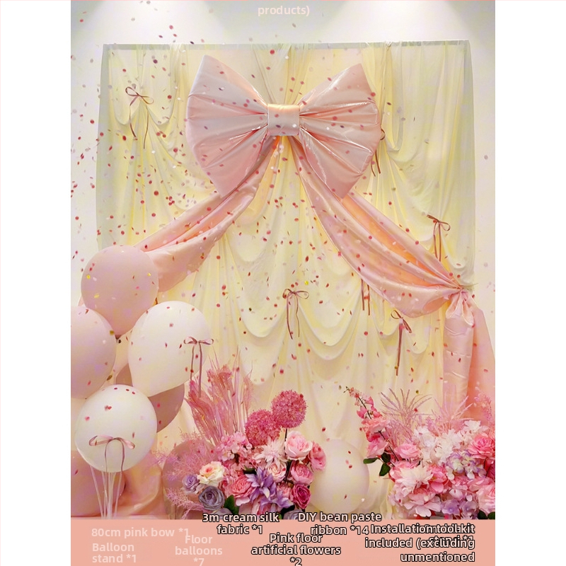 Розов комплект за декорация на сватбена стая – материал: прежда; за сватба; други сватбени принадлежности