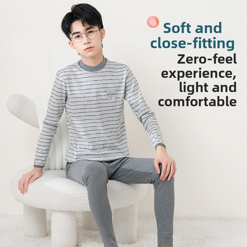 Paaugliai – rudens terminis komplektas vyrams – medvilninės viršūnės ir kelnaitės, plonas audinys, vienas sluoksnis, 181–200 g/m², išlaiko šilumą, vidutinio juosmens