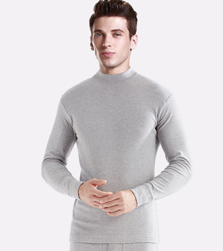 Muški tanki termalni komplet: gornji dio s puloverom s okruglim izrezom i donji dio, 100% poliester, jednovrstni, topao.