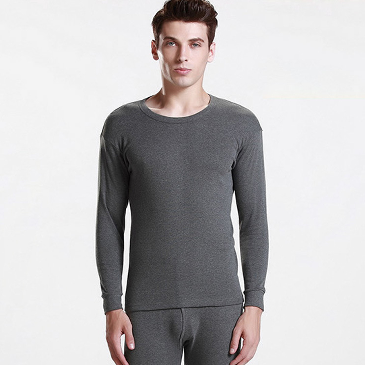 Muški tanki termalni komplet: gornji dio s puloverom s okruglim izrezom i donji dio, 100% poliester, jednovrstni, topao.