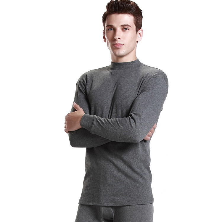 Muški tanki termalni komplet: gornji dio s puloverom s okruglim izrezom i donji dio, 100% poliester, jednovrstni, topao.