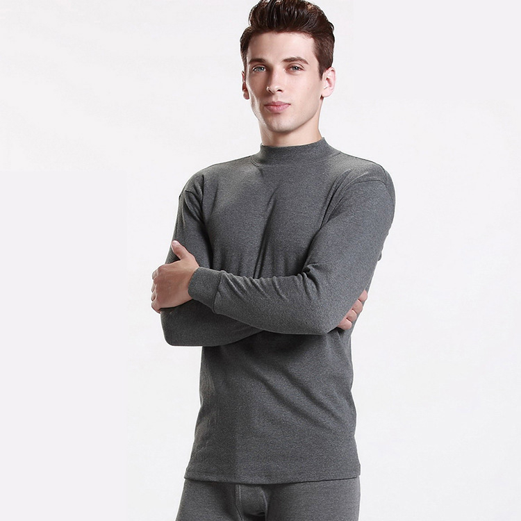 Muški tanki termalni komplet: gornji dio s puloverom s okruglim izrezom i donji dio, 100% poliester, jednovrstni, topao.