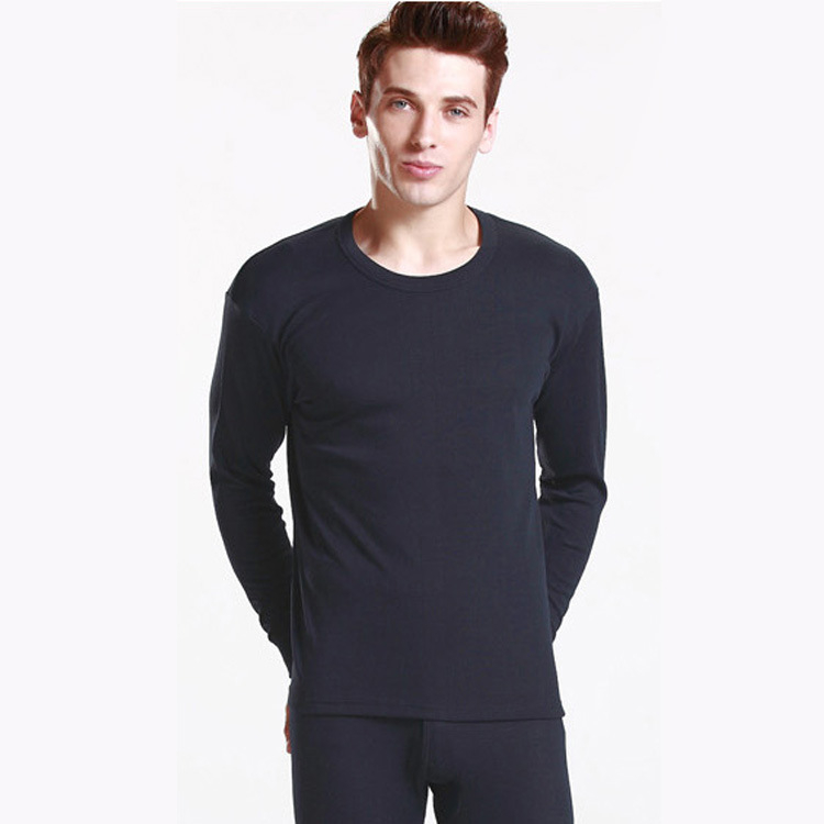 Muški tanki termalni komplet: gornji dio s puloverom s okruglim izrezom i donji dio, 100% poliester, jednovrstni, topao.