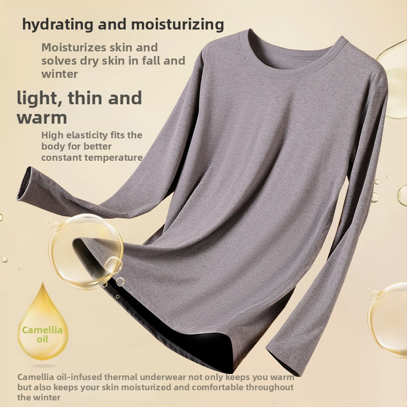 Termálny set spodného a horného oblečenia z Derong tkaniny, žebrovaný vzor, vrchné a spodné diely s okrúhlym výstrihom; 95% polyester, 5% spandex; 210 g/m2; jednovrstvý; anti-pilling; stredná tepelná izolácia.