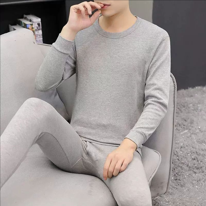 Dva komada termalnog donjeg rublja od 100% pamuka, unisex, gornji dio s dugim rukavima i hlače, jednovrstni, bez šavova, srednja težina (181-200 g/m²)