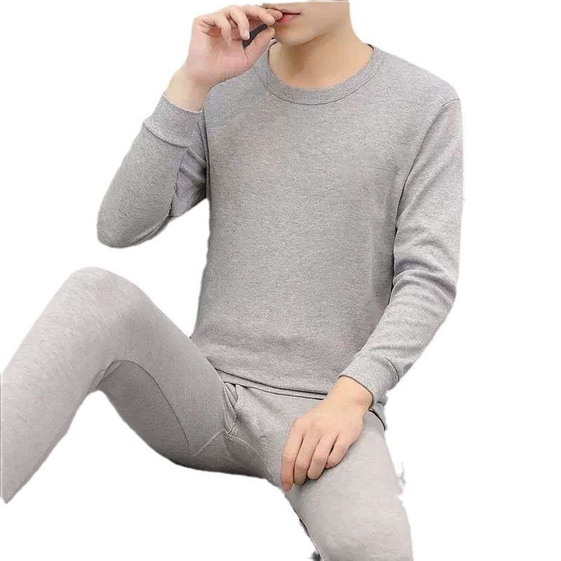 Dva komada termalnog donjeg rublja od 100% pamuka, unisex, gornji dio s dugim rukavima i hlače, jednovrstni, bez šavova, srednja težina (181-200 g/m²)