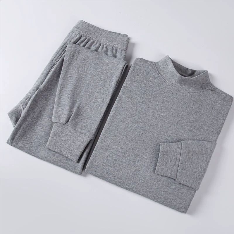 Dva komada termalnog donjeg rublja od 100% pamuka, unisex, gornji dio s dugim rukavima i hlače, jednovrstni, bez šavova, srednja težina (181-200 g/m²)