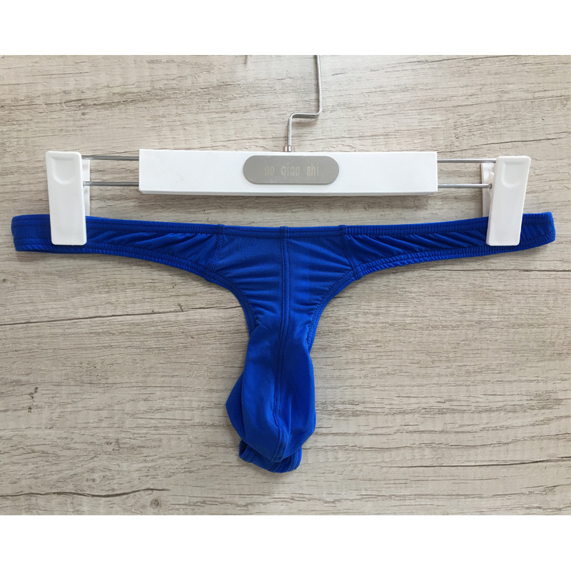 Muško Ice Silk T-String donje rublje, niski pojas, prozračno pletivo s najlonskim udjelom