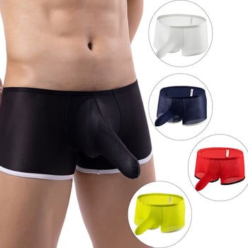 Мъжки мрежести боксерки, найлон 70–80%, плетена материя, ниска талия, спортен стил