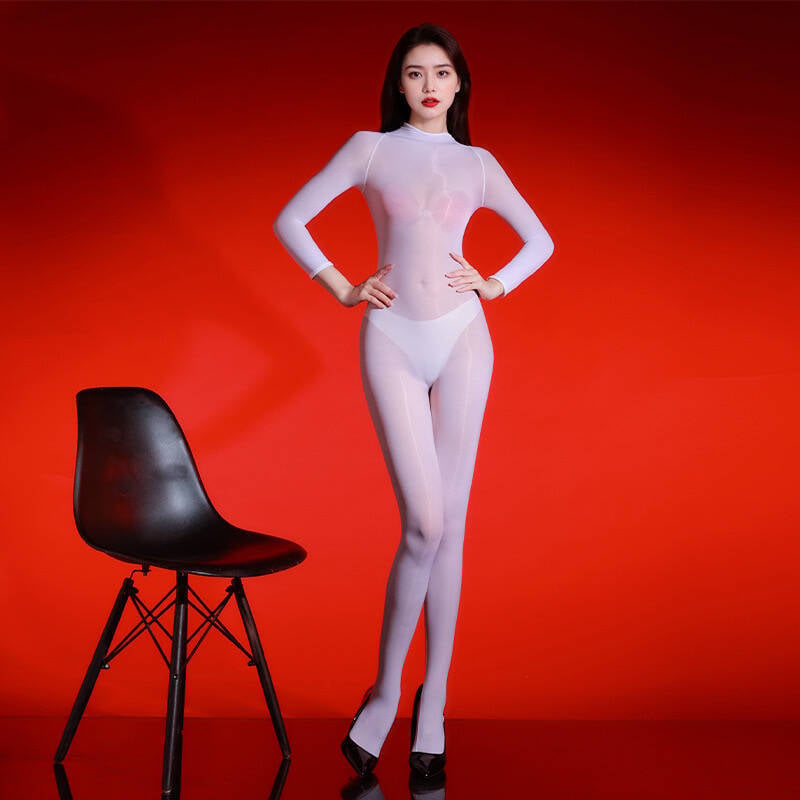 5D ultra-tanki sjajni jednodjelni bodystocking, seksi proziran, bez šavova, unisex