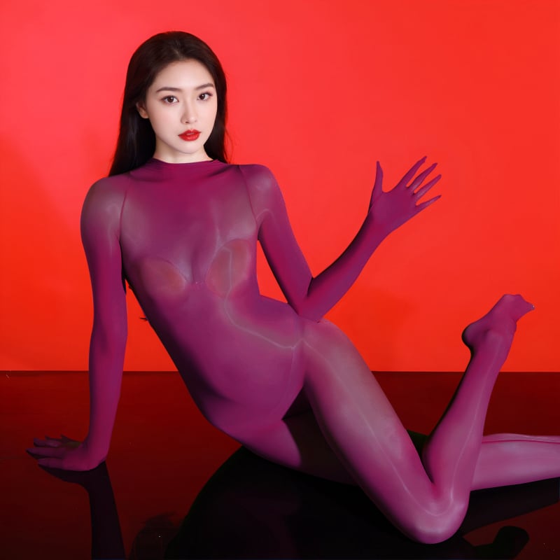 5D ultra-tanki sjajni jednodjelni bodystocking, seksi proziran, bez šavova, unisex