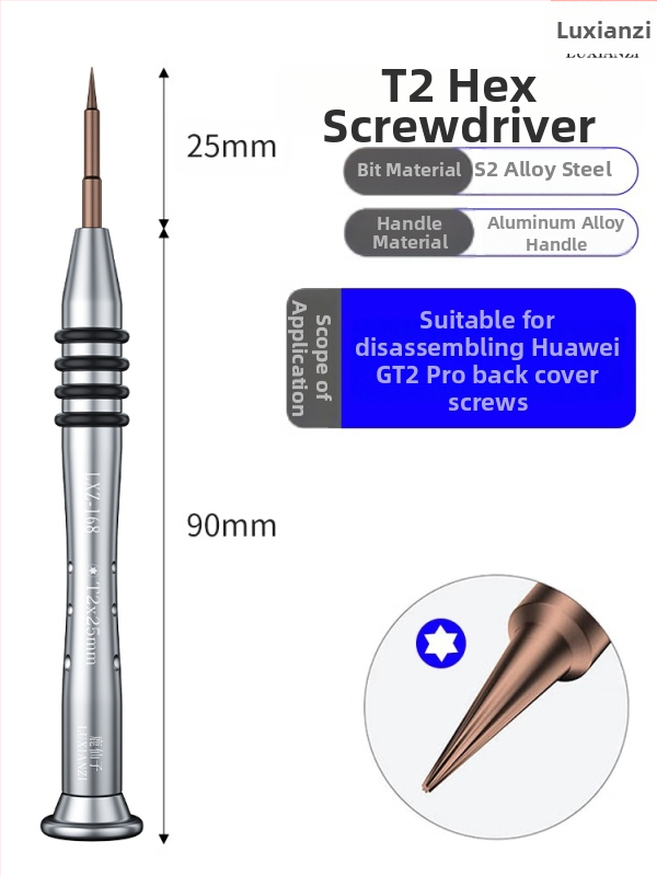 Huawei Watch nugaros dangtelio atidarymo atsuktuvas rinkinys, T2/T3 sešiakampiai bitai, anglies plienas, magnetizatorius