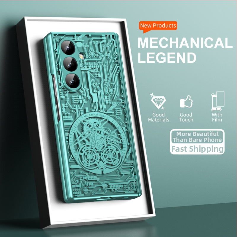 Kryt pre Samsung Galaxy Z Fold7 s elektroplatinovým mechanickým dizajnom a ochranným púzdrom na hodinky | Materiál PC, Elektroplating, Puzdro odolné proti nárazom, Magnetické, Proti odtlačkom prstov