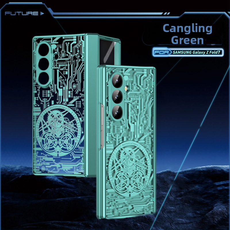 Samsung Galaxy Z Fold7 elektroplātēts mehāniskais viedtālruņa korpuss un pulksteņa aizsargkorpuss | Materiāls PC, Elektroplēšana, Šokam izturīgs, Magnētisks, Pretpirkstu nospiedumu