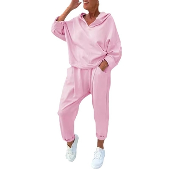 Ženski dvodjelni set s kapuljačom, jesen 2024, najlon tkanina s poliester-elastinska smjesa, dugi rukavi, urbani casual stil