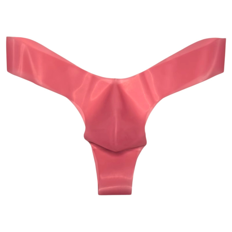 Boxer thong din latex pentru bărbați, fără cusături, talie joasă, dintr-o singură bucată, cu textură în zona frontală