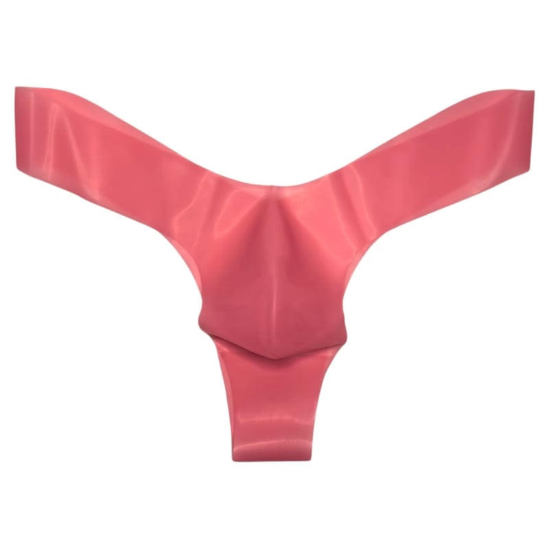 Boxer thong din latex pentru bărbați, fără cusături, talie joasă, dintr-o singură bucată, cu textură în zona frontală