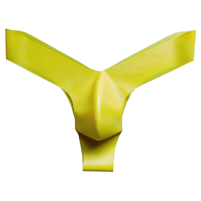 Boxer thong din latex pentru bărbați, fără cusături, talie joasă, dintr-o singură bucată, cu textură în zona frontală