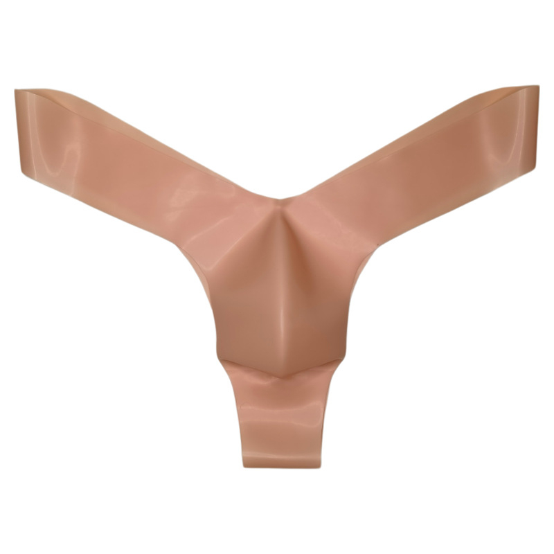 Boxer thong din latex pentru bărbați, fără cusături, talie joasă, dintr-o singură bucată, cu textură în zona frontală