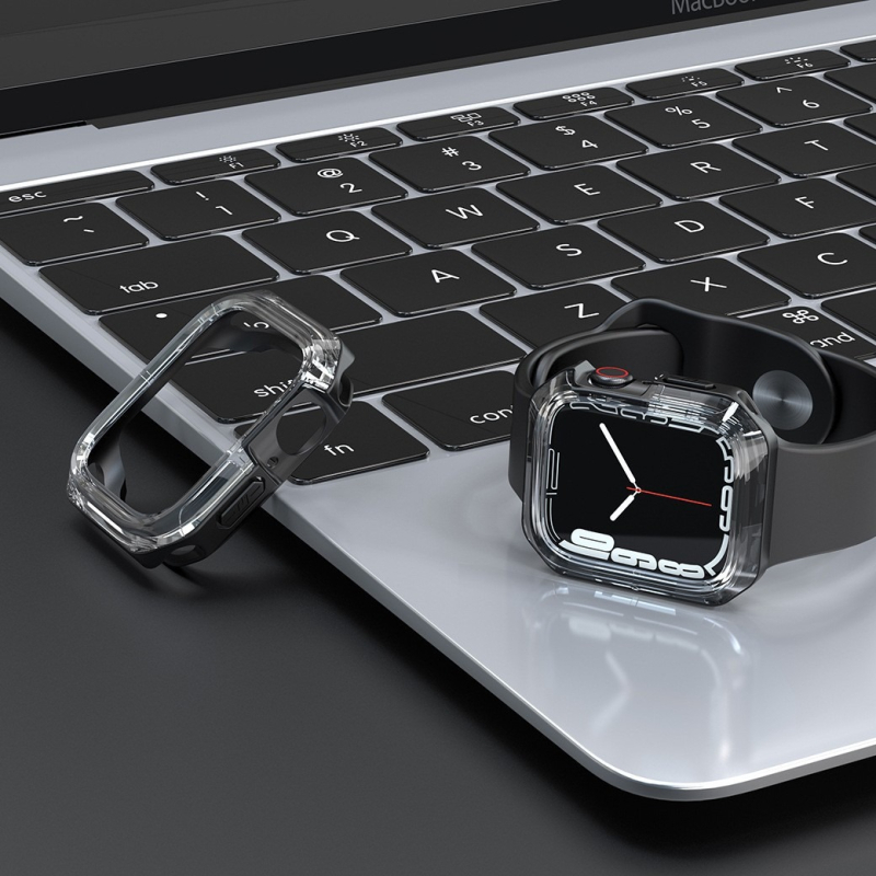 Θήκη προστασίας Apple Watch με θωράκιση, διαφανής TPU+PC (υλικό TPU+PC)