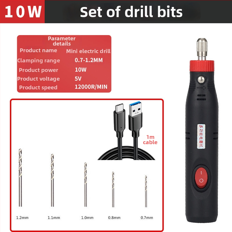 Mini elektromos fúró kulcstartó DIY – Hálózati tápellátás, 48V DC vagy kevesebb, gyorscsatlakozós tokmány, sebességszabályozás nélkül, előre-hátra irány nincs, 1 év garancia