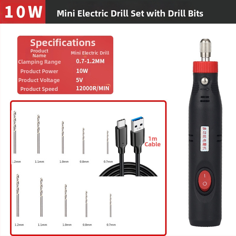 Mini elektromos fúró kulcstartó DIY – Hálózati tápellátás, 48V DC vagy kevesebb, gyorscsatlakozós tokmány, sebességszabályozás nélkül, előre-hátra irány nincs, 1 év garancia