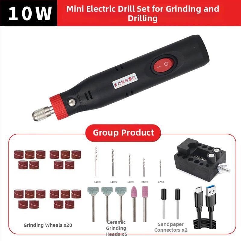 Mini elektromos fúró kulcstartó DIY – Hálózati tápellátás, 48V DC vagy kevesebb, gyorscsatlakozós tokmány, sebességszabályozás nélkül, előre-hátra irány nincs, 1 év garancia