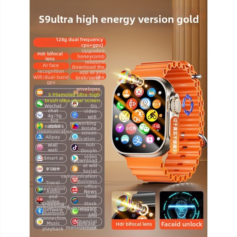 Ceas inteligent S10 cu slot SIM, afișaj AMOLED, NFC, monitorizare ritm cardiac, cameră