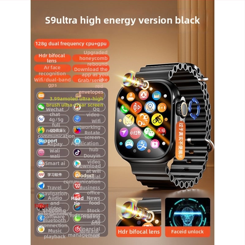 Ceas inteligent S10 cu slot SIM, afișaj AMOLED, NFC, monitorizare ritm cardiac, cameră