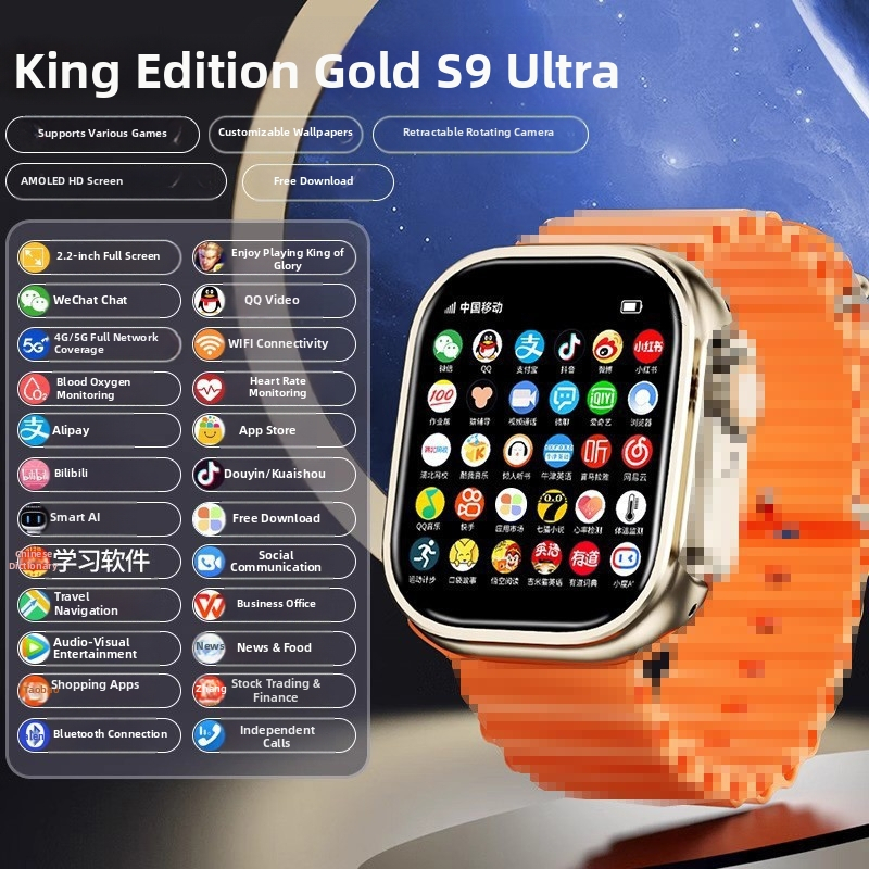 Ceas inteligent S10 cu slot SIM, afișaj AMOLED, NFC, monitorizare ritm cardiac, cameră