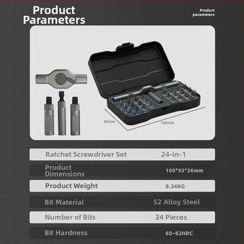 24-in-1 daugiafunkcinis magnetinis atsuktuvas rinkinys, pramoninės kokybės remonto įrankis, S2 lydinio įrankių plienas, svoris 0.8
