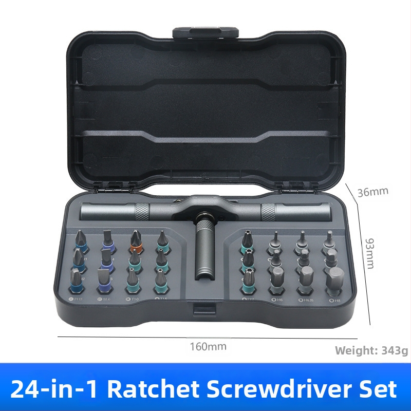 24-in-1 daugiafunkcinis magnetinis atsuktuvas rinkinys, pramoninės kokybės remonto įrankis, S2 lydinio įrankių plienas, svoris 0.8