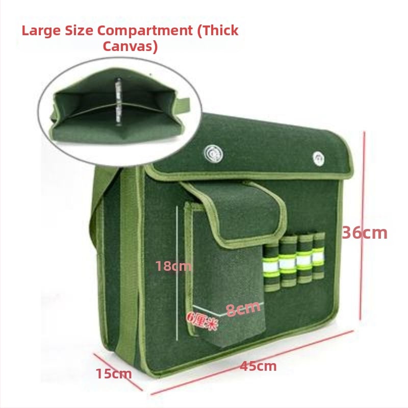 Платнена инструментална чанта, удебелена и износоустойчива, презрамка кръстосан стил, голям капацитет, за електрически и хардуерни задачи