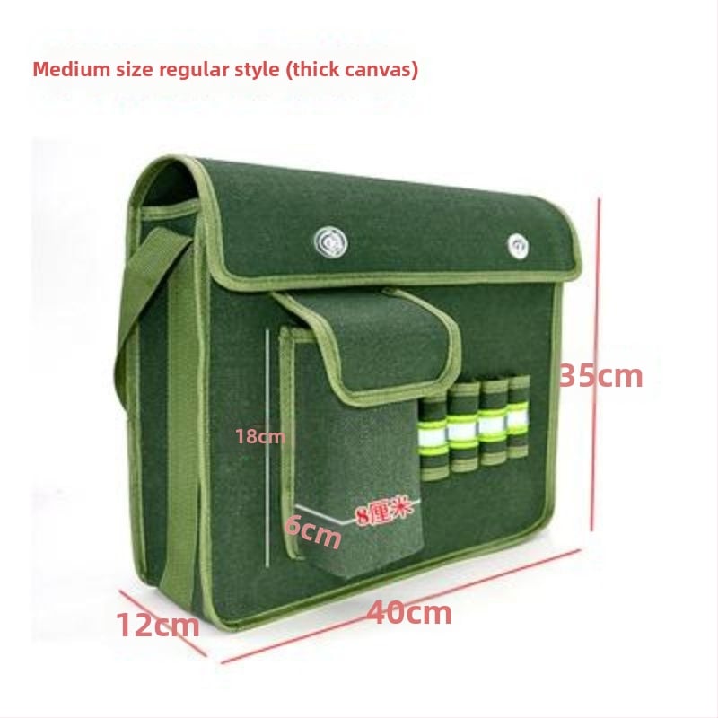 Платнена инструментална чанта, удебелена и износоустойчива, презрамка кръстосан стил, голям капацитет, за електрически и хардуерни задачи