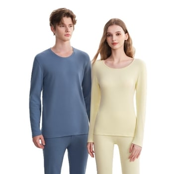 280 g debeli pamuk termo donje rublje unisex – gornji dio i hlače, baza sloj, okrugli vrat, dvostruki sloj, 95–100% pamuk