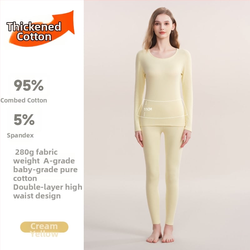 280 g debeli pamuk termo donje rublje unisex – gornji dio i hlače, baza sloj, okrugli vrat, dvostruki sloj, 95–100% pamuk