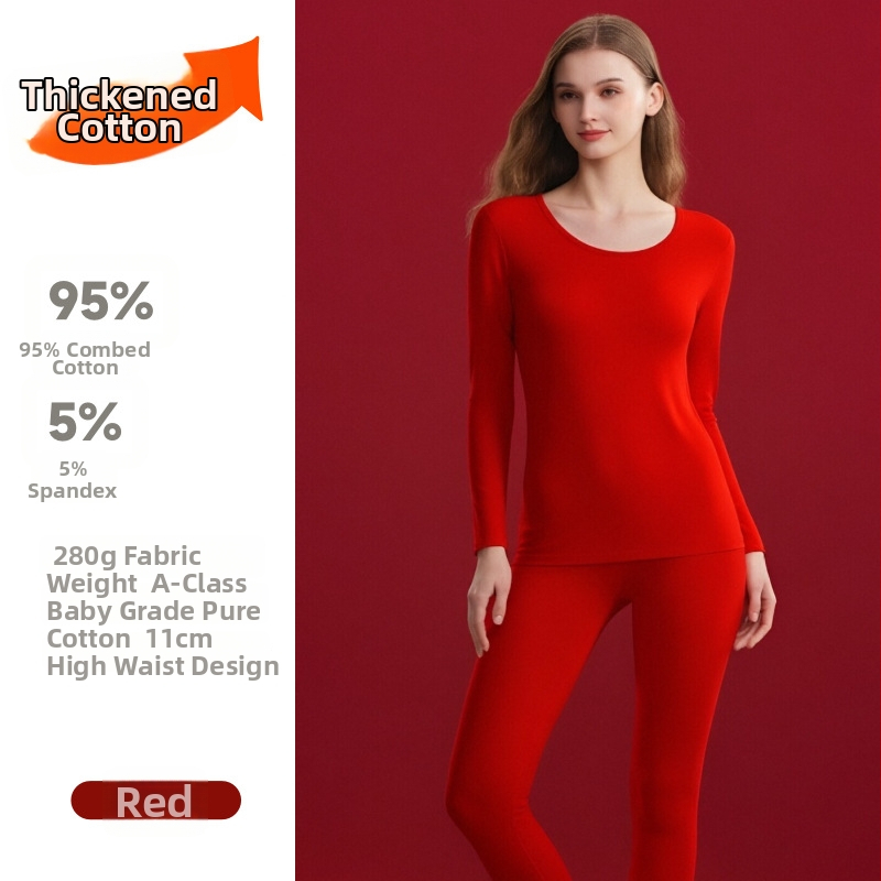 280 g debeli pamuk termo donje rublje unisex – gornji dio i hlače, baza sloj, okrugli vrat, dvostruki sloj, 95–100% pamuk