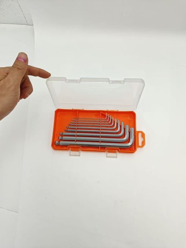 9 darabos golyófejű imbuszkulcs-készlet, L-alakú, középtávú hosszabbító