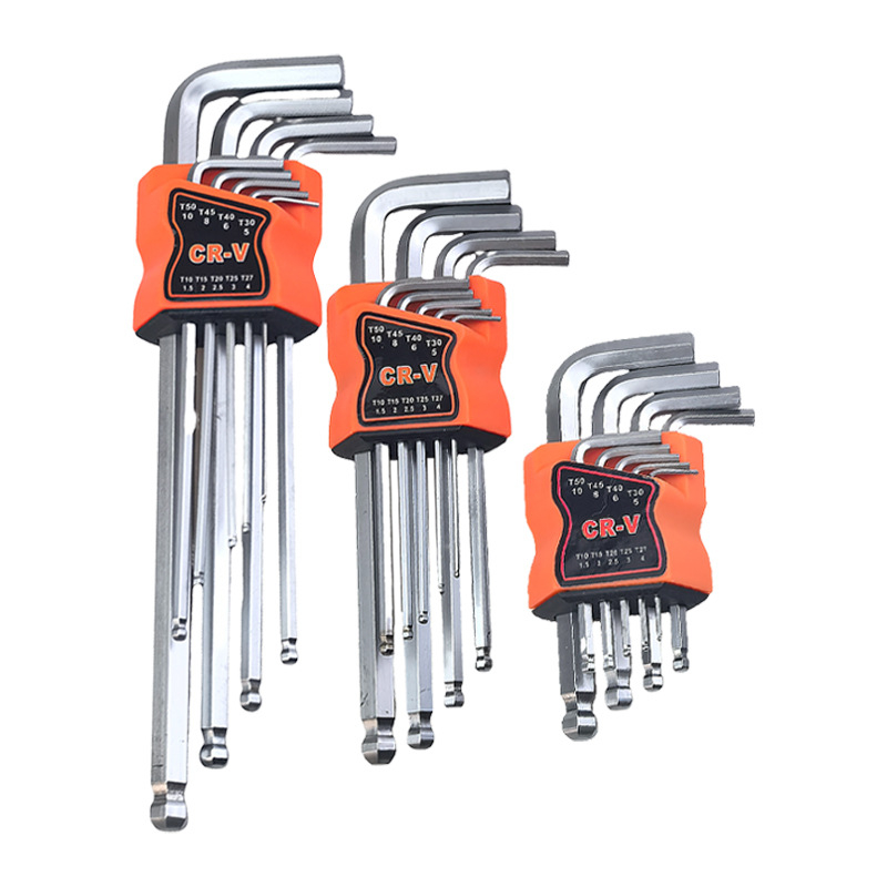 9 darabos golyófejű imbuszkulcs-készlet, L-alakú, középtávú hosszabbító