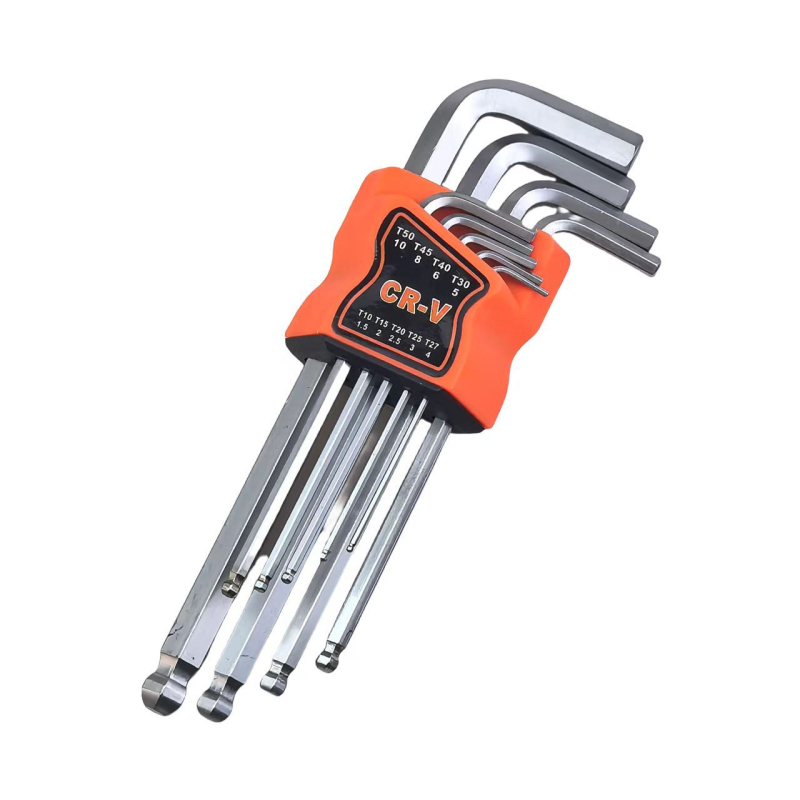 9 darabos golyófejű imbuszkulcs-készlet, L-alakú, középtávú hosszabbító