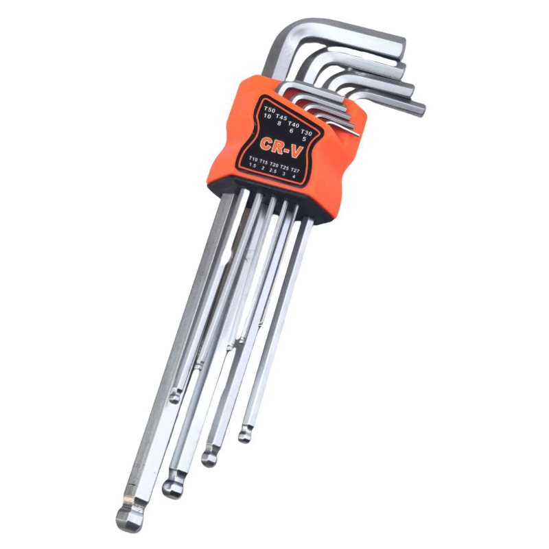 9 darabos golyófejű imbuszkulcs-készlet, L-alakú, középtávú hosszabbító